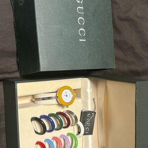 Gucci Yellow Watch with Interchangeable Bezels